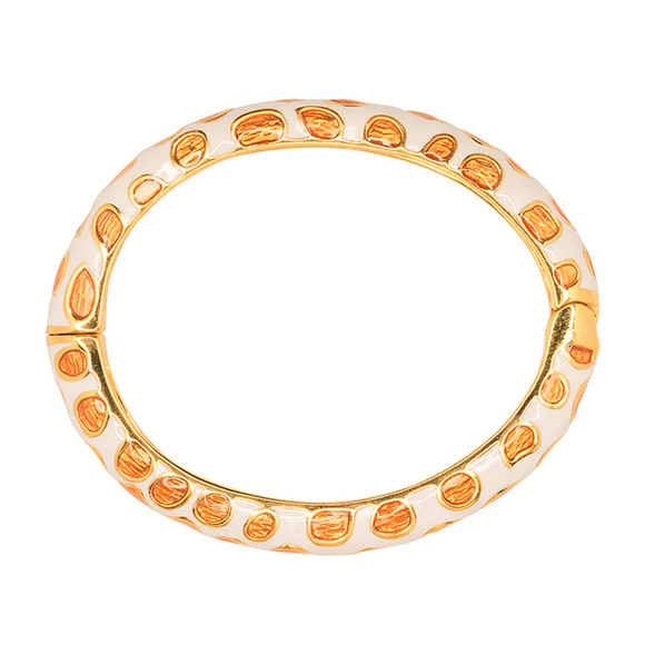Kenneth Jay Lane 2006 Ivory & Gold Enamel Animal Print Bangle RARE!!! - Picture 2 of 9